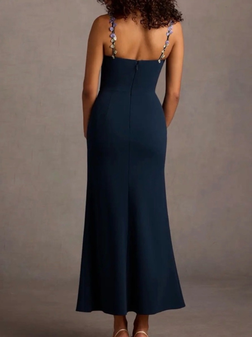 Azazie Navy MIDI Wedding Guest dress - Picture 2 of 3